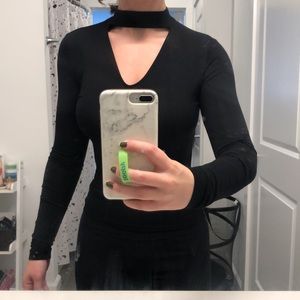 Black choker long sleeve top